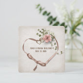 Invitation Renouvellement du voeu mariage - Coeur ruban avec (Debout devant)