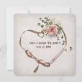 Invitation Renouvellement du voeu mariage - Coeur ruban avec (Devant)