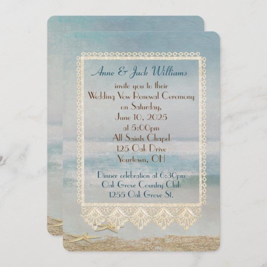 Invitation Renouvellement du voeu mariage conception de bord  (Devant / Derrière)