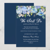 Invitation Renouvellement du Vow Floral Bleu Anniversaire Inv (Devant / Derrière)