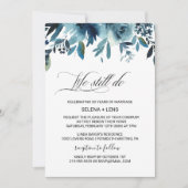 Invitation Renouvellement du Vow floral bleu de la marine cél (Devant)