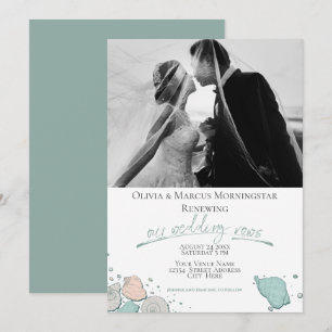 Invitation Renouvellement mariage Moderne Coquillage Corail T
