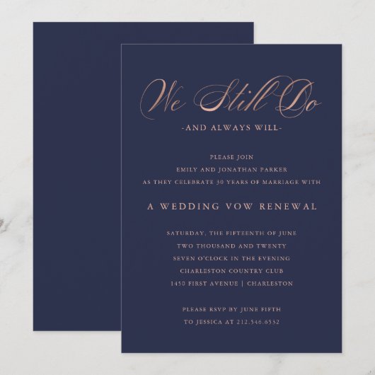 Invitation Renouvellement rose de raffinage de voeu de (Devant / Derrière)