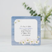 Invitation renouvellement vow- bois bleu avec bouquet floral (Debout devant)