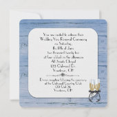Invitation renouvellement vow- bois bleu avec bouquet floral (Dos)
