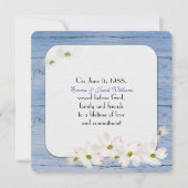 Invitation renouvellement vow- bois bleu avec bouquet floral (Devant)
