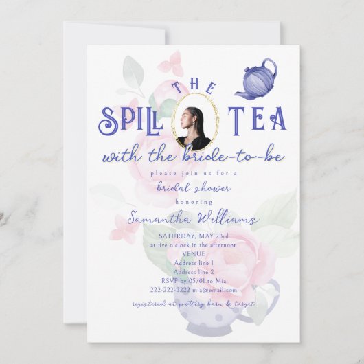 Invitation Répandez le Thé avec la Future Mariée Enterrement (Devant)
