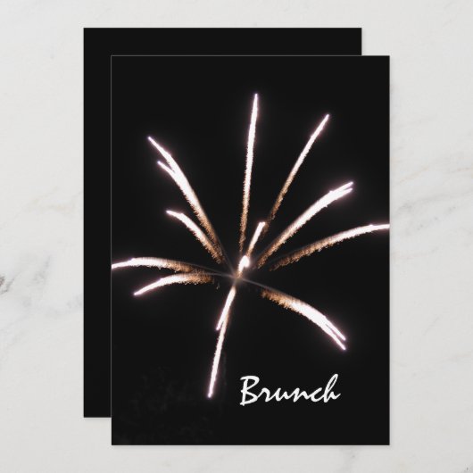 Invitation Repas de Brunch de Mariage Après les Feux d'Artifi (Devant / Derrière)