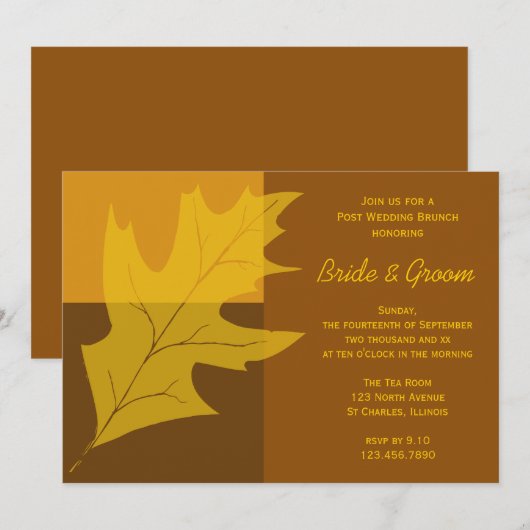 Invitation Repas de Brunch de Mariage avec Bloc de Couleurs d (Devant / Derrière)