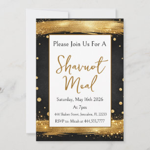 Invitation Repas de dîner de Shavuot Or Noir Blanc Luxe