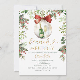 Invitation Repas de fête & Champagne pétillant Noël Fête de m