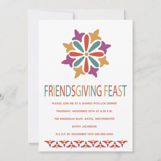 Invitation Repas de Friendsgiving Moderne Coloré (Devant)