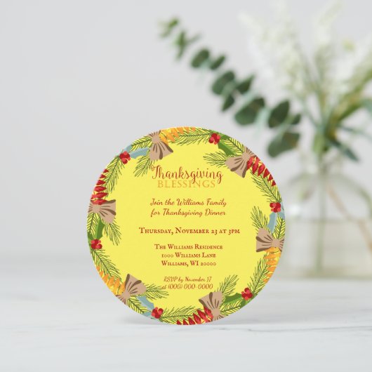Invitation Repas de la Couronne de Thanksgiving (Debout devant)