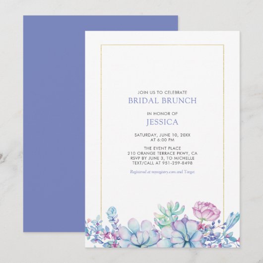Invitation Repas de mariage avec des Succulentes Tropicales e (Devant / Derrière)