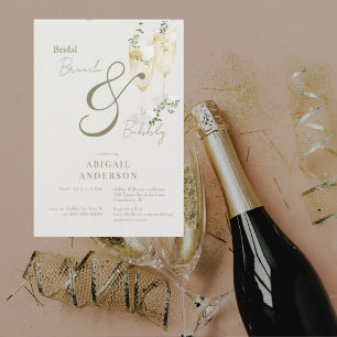 Invitation Repas de mariage beige et Bubbly Shower II