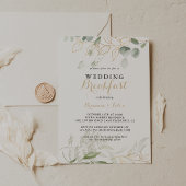 Invitation Repas de Mariage Calligraphié avec Feuillage Vert 