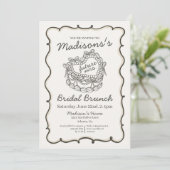 Invitation Repas de mariage chic rétro cœur beige bow cake pe (Debout devant)