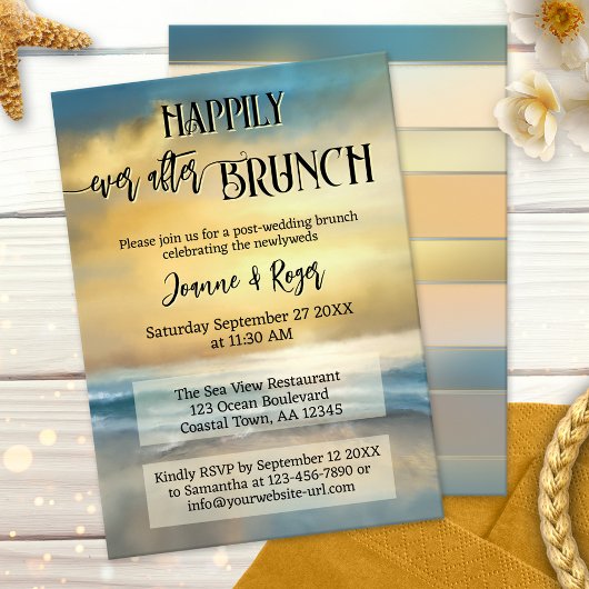 Invitation Repas de Mariage de Plage Brunch Happily Ever Afte
