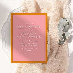 Invitation Repas de mariage rose orange simple moderne