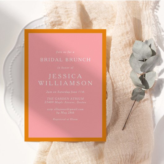 Invitation Repas de mariage rose orange simple moderne