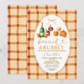 Invitation Repas de midi de cocktail d'automne Bow et Bubbly (Devant / Derrière)
