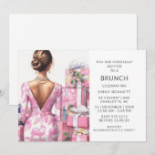 Invitation Repas de midi de douche de mariée Flamant Rose Toi (Devant / Derrière)