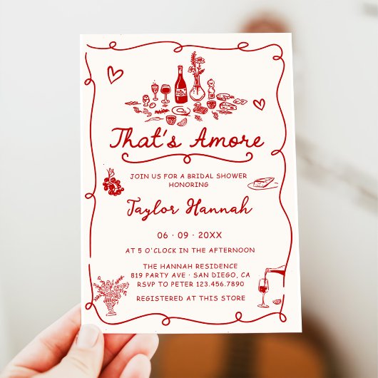 Invitation Repas de noces de fiançailles That's Amore Italien