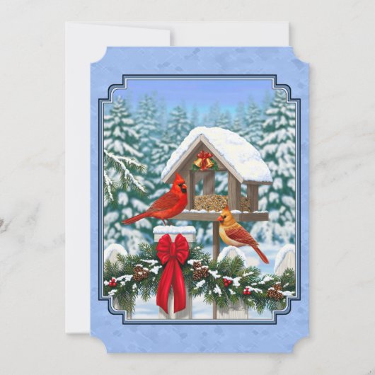 Invitation Repas de Noël des cardinaux bleu (Devant)