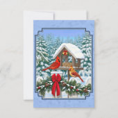 Invitation Repas de Noël des cardinaux bleu (Devant)