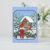 Invitation Repas de Noël des cardinaux bleu (Debout devant)