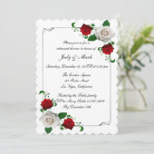 Invitation Repas de Noël Roses rouges et blanches (Debout devant)