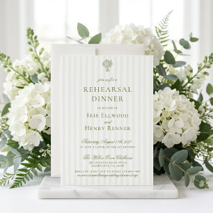 Invitation Repas de répétition classique vert sauge et beige