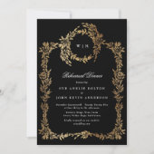 Invitation Repas de répétition Gold Monogram Black Premium (Devant)