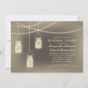 Invitation repas de répétition vintage rustique mason jar lum