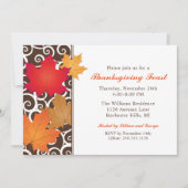 Invitation Repas de Thanksgiving Feuilles de érable d'automne (Devant)