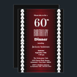 Invitation Repas moderne Red 60th Birthday<br><div class="desc">Invitation de soirée moderne rouge 60e anniversaire.</div>