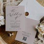 Invitation Repère de lavage Bleu rose QR Code Mariage arrière<br><div class="desc">Ce faire-part de mariage de retour de code QR rose et moelleux est parfait pour un mariage moderne. Le design simple et classique présente une calligraphie rose pastel et délicate, au style minimaliste et élégant. Économisez du papier en incluant un code QR pour votre invité afin d'afficher les détails, RSVP...</div>