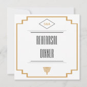 Invitation Répétition Art Déco Noir, Or et Blanc (Dos)