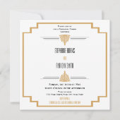 Invitation Répétition Art Déco Noir, Or et Blanc (Devant)