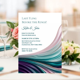 Invitation Répétition de dîner de mariage - Soie sarcelle et