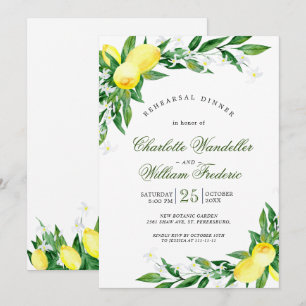 Invitation Répétition de dîner Lemons Greenery Blossom
