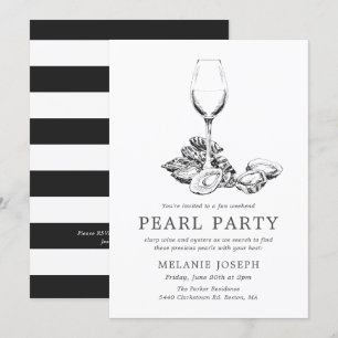 Invitation Répétition de fête de perle Fête noir rayures blan