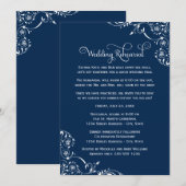 Invitation Répétition de mariage à la Fleur de Navy (Devant / Derrière)