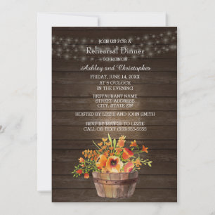 Invitation Répétition de mariage avec des fleurs orange en bo
