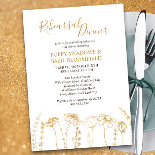 Invitation Répétition de mariage avec esquisse de fleur sauva