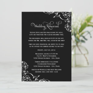 Invitation Répétition de mariage avec flourish noir