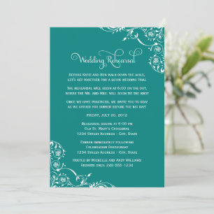 Invitation Répétition de Mariage avec Flourish sarcelle