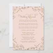 Invitation Répétition de mariage avec rose et or Flourish (Devant)