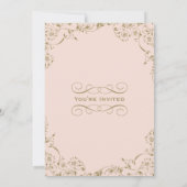 Invitation Répétition de mariage avec rose et or Flourish (Dos)