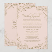 Invitation Répétition de mariage avec rose et or Flourish (Devant / Derrière)